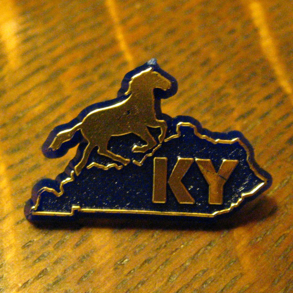 Kentucky Race Horse State Map Vintage Derby Lapel Pin